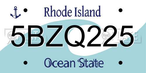 5BZQ225 Rhode Island License Plate