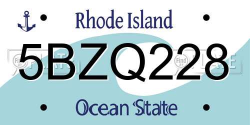 5BZQ228 Rhode Island License Plate