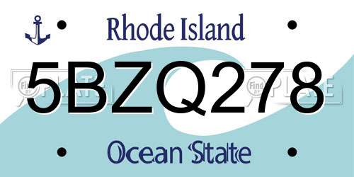 5BZQ278 Rhode Island License Plate
