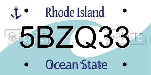 5BZQ33 Rhode Island License Plate