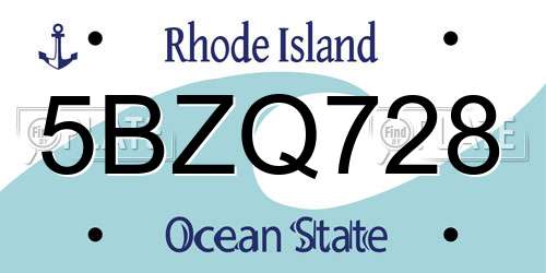 5BZQ728 Rhode Island License Plate