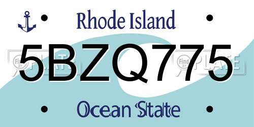 5BZQ775 Rhode Island License Plate