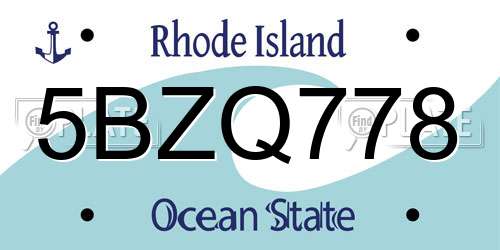 5BZQ778 Rhode Island License Plate