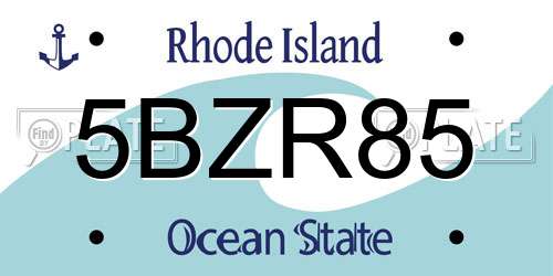 5BZR85 Rhode Island License Plate
