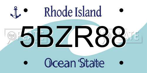 5BZR88 Rhode Island License Plate