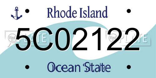 5C02122 Rhode Island License Plate
