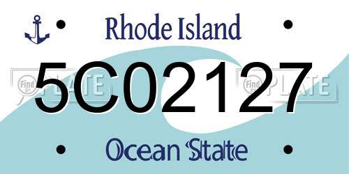 5C02127 Rhode Island License Plate