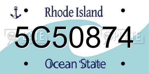 5C50874 Rhode Island License Plate