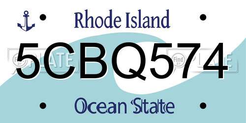 5CBQ574 Rhode Island License Plate