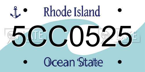 5CC0525 Rhode Island License Plate