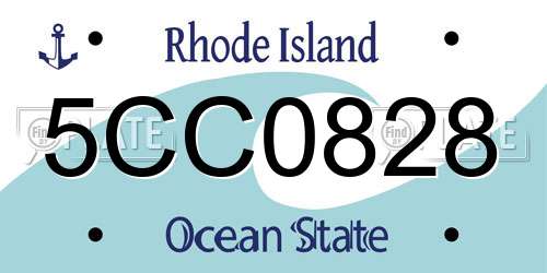 5CC0828 Rhode Island License Plate