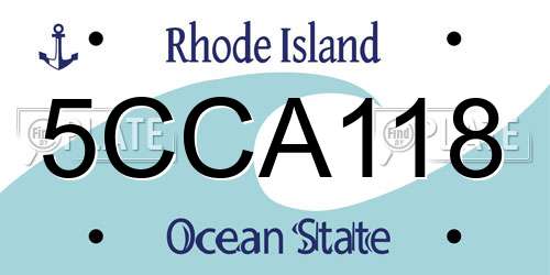5CCA118 Rhode Island License Plate
