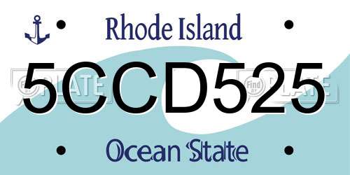 5CCD525 Rhode Island License Plate