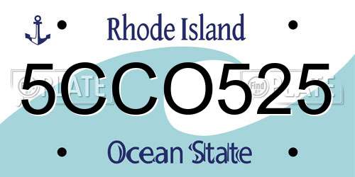 5CCO525 Rhode Island License Plate