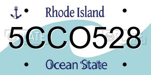 5CCO528 Rhode Island License Plate