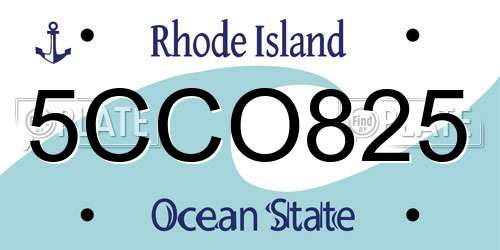 5CCO825 Rhode Island License Plate