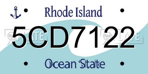 5CD7122 Rhode Island License Plate