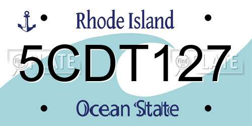 5CDT127 Rhode Island License Plate