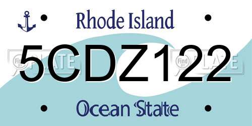5CDZ122 Rhode Island License Plate