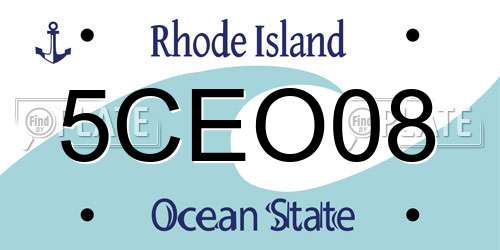5CEO08 Rhode Island License Plate
