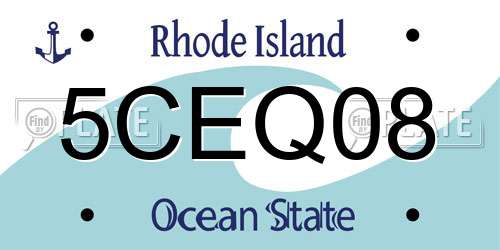 5CEQ08 Rhode Island License Plate