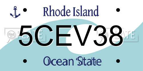 5CEV38 Rhode Island License Plate