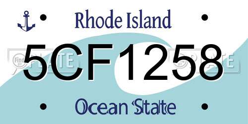 5CF1258 Rhode Island License Plate