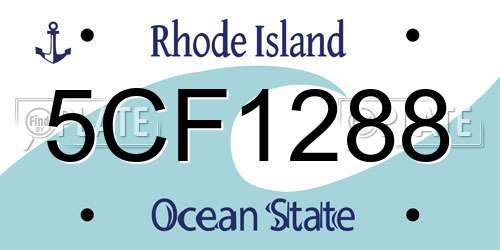 5CF1288 Rhode Island License Plate
