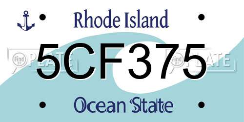 5CF375 Rhode Island License Plate