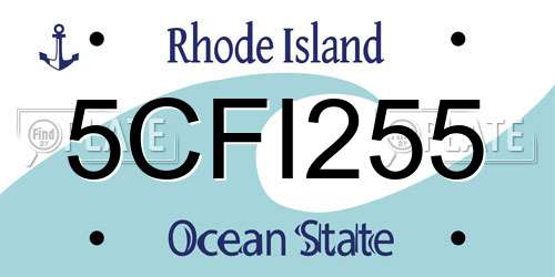 5CFI255 Rhode Island License Plate