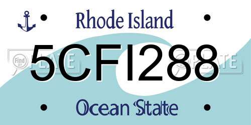 5CFI288 Rhode Island License Plate