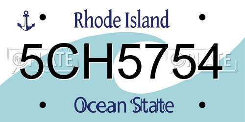 5CH5754 Rhode Island License Plate