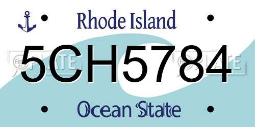 5CH5784 Rhode Island License Plate