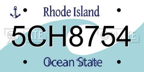 5CH8754 Rhode Island License Plate