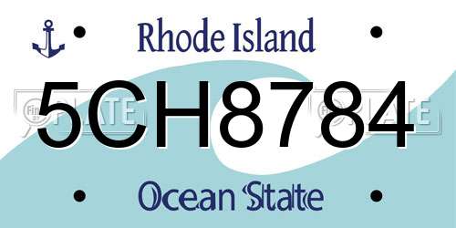 5CH8784 Rhode Island License Plate