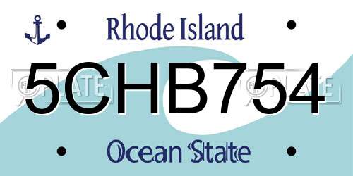 5CHB754 Rhode Island License Plate