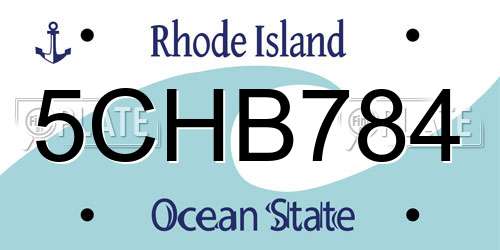 5CHB784 Rhode Island License Plate