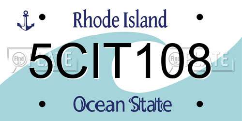 5CIT108 Rhode Island License Plate