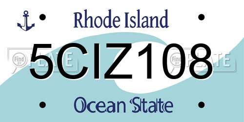 5CIZ108 Rhode Island License Plate