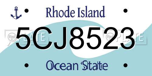 5CJ8523 Rhode Island License Plate