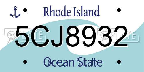 5CJ8932 Rhode Island License Plate