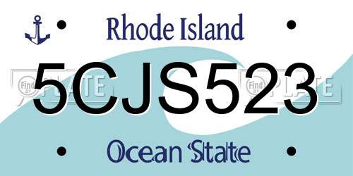 5CJS523 Rhode Island License Plate