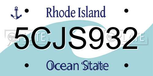 5CJS932 Rhode Island License Plate