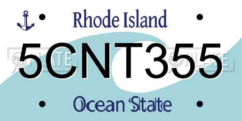 5CNT355 Rhode Island License Plate