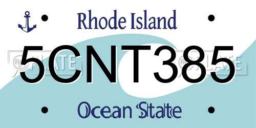 5CNT385 Rhode Island License Plate