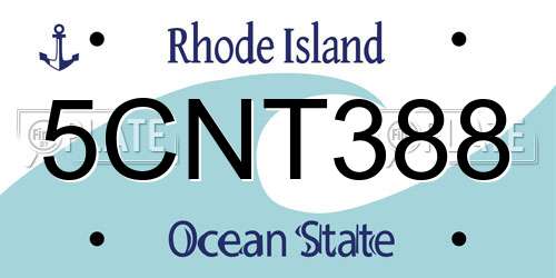 5CNT388 Rhode Island License Plate