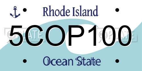 5COP100 Rhode Island License Plate
