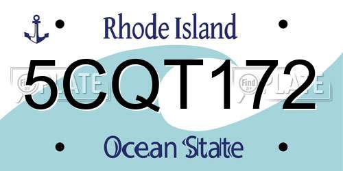 5CQT172 Rhode Island License Plate