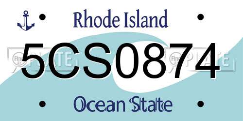 5CS0874 Rhode Island License Plate