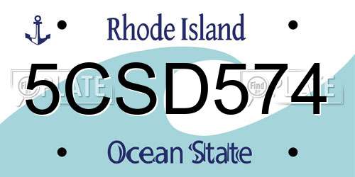 5CSD574 Rhode Island License Plate